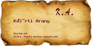 Kürti Arany névjegykártya